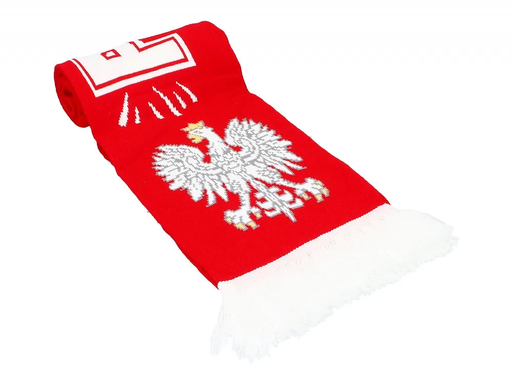 Thick Double-sided Knitted Polska Poland Soccer Scarf, Polska Bialo-czerwoni Red