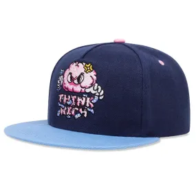 Think Rich Brain Navy Blue Snapback Cap