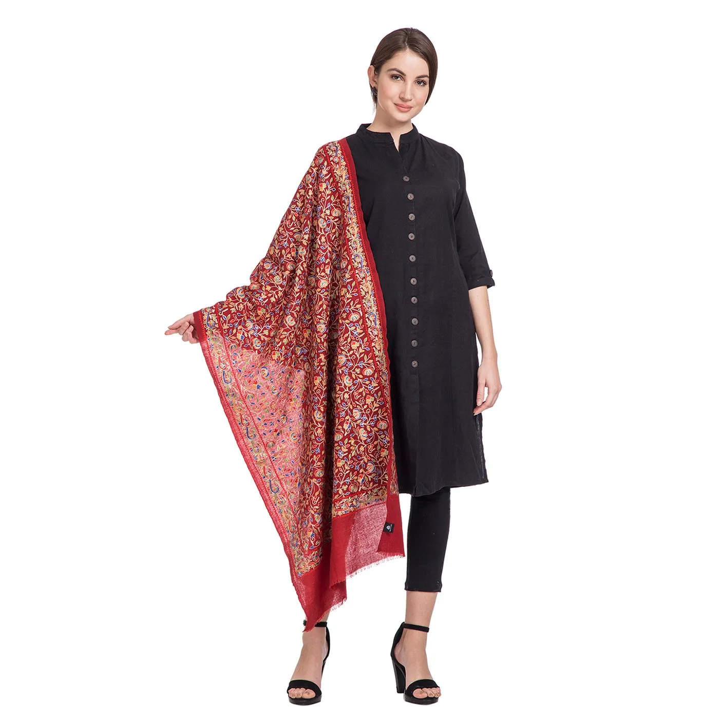 Tripti Floral Embroidered Cashmere Shawl