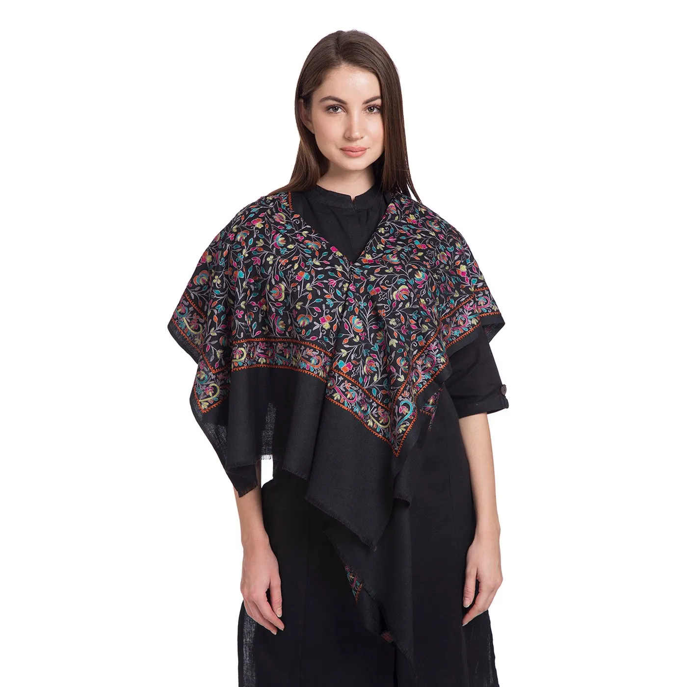 Tripti Floral Embroidered Cashmere Shawl