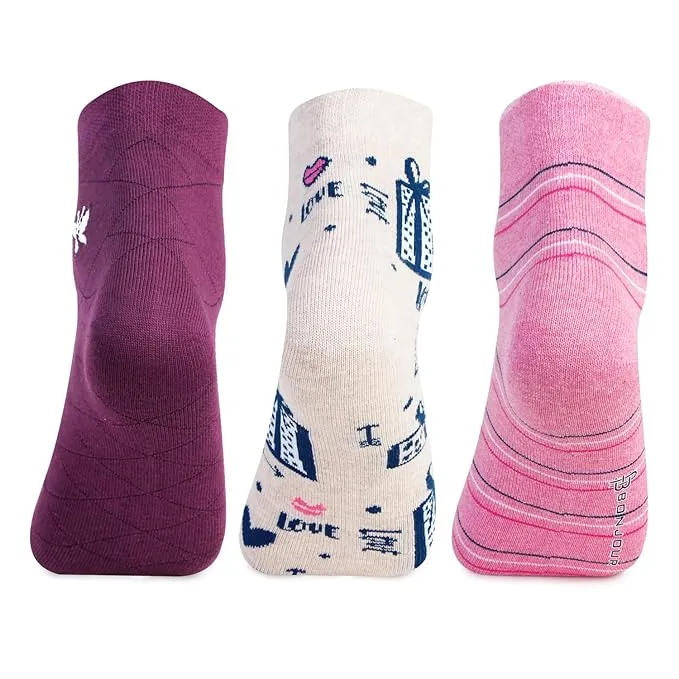 Women's Cotton Ankle Length Fashion Socks - Pack Of 3