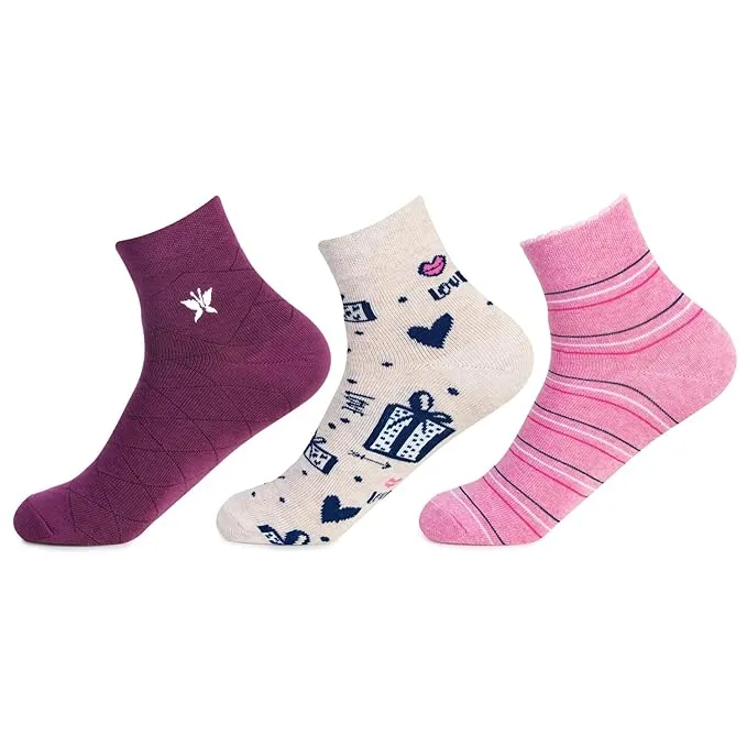 Women's Cotton Ankle Length Fashion Socks - Pack Of 3