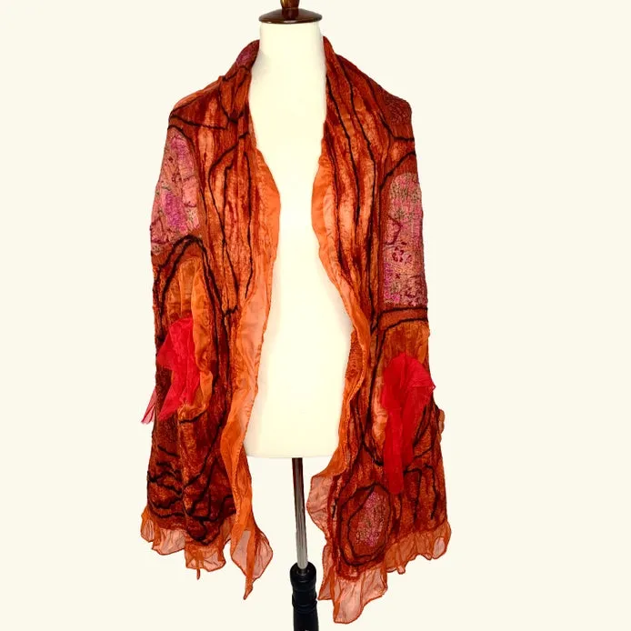 Women's Shawl Wrap, Silk & Felt