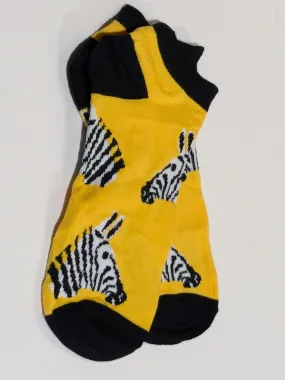 Zebra Head Yellow Ankle Socks