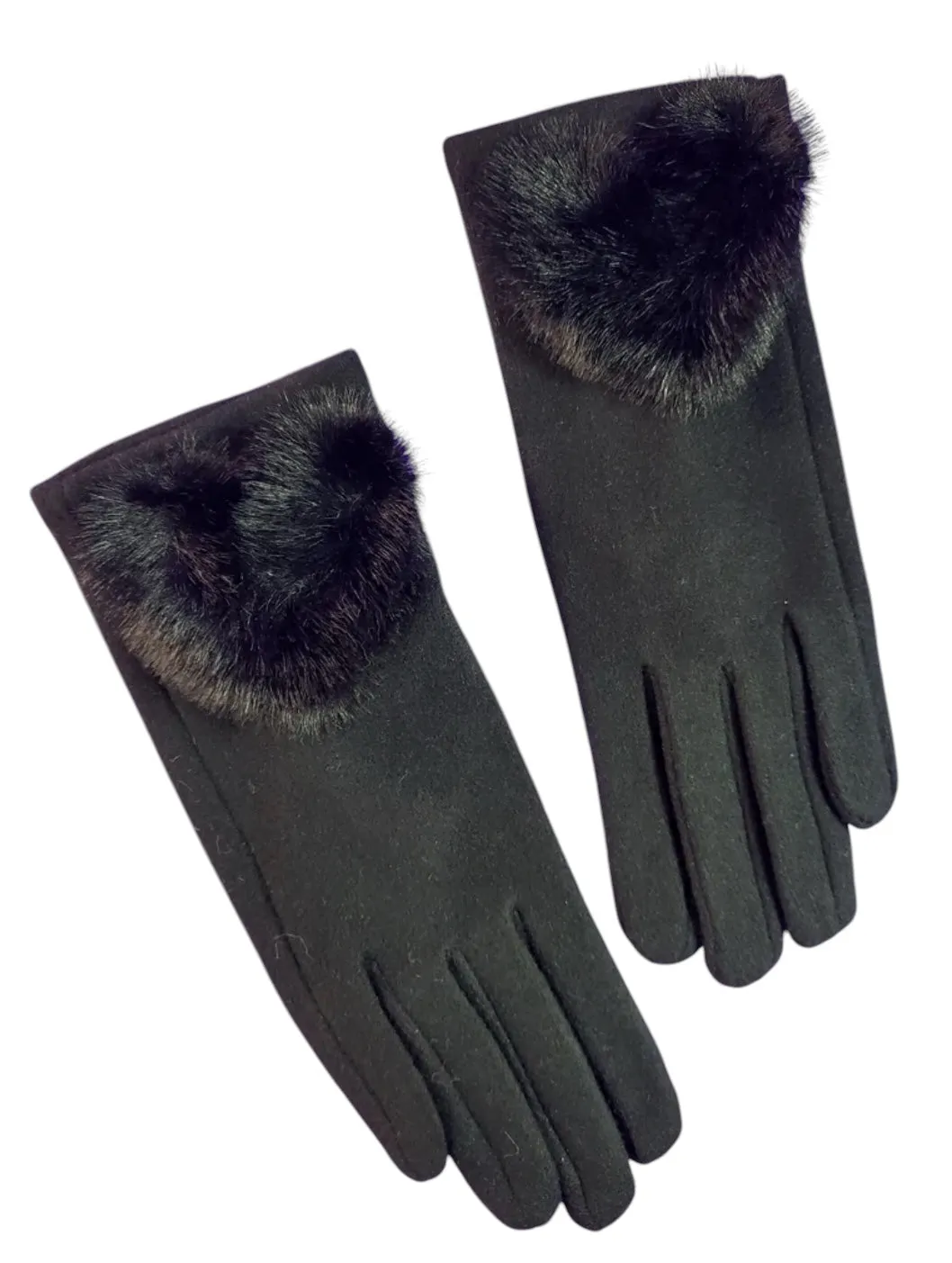 Zelly 400400 Plain Stretchy Faux Fur Heart Gloves (4 Colours)