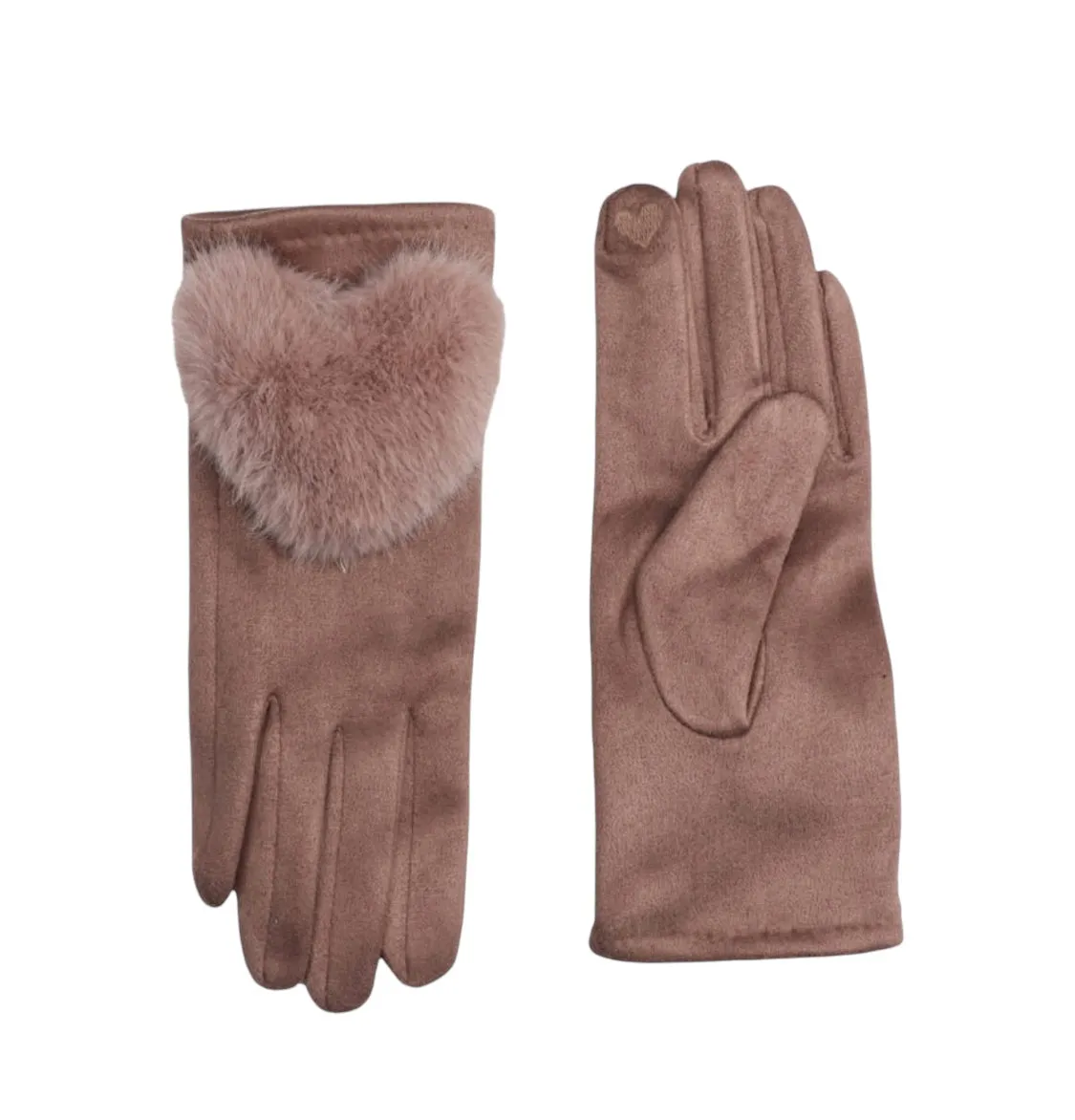 Zelly 400400 Plain Stretchy Faux Fur Heart Gloves (4 Colours)